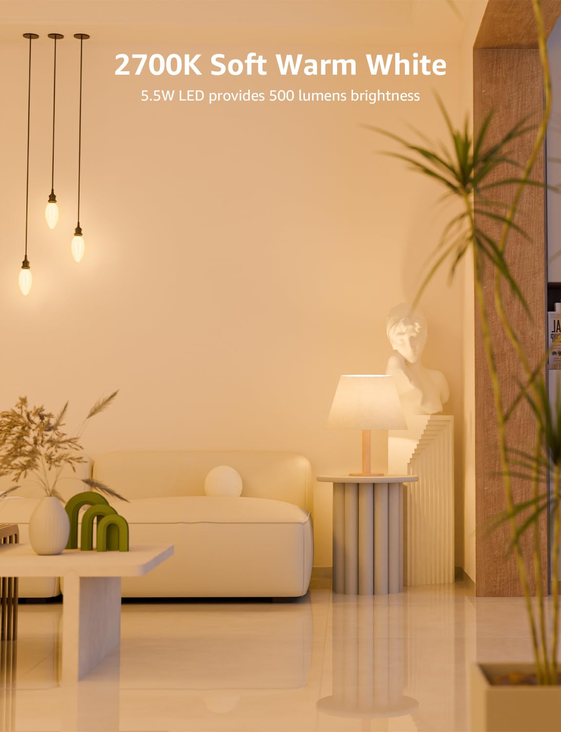 Lepro soft white 2700K 500 lm glow brightens rooms.
