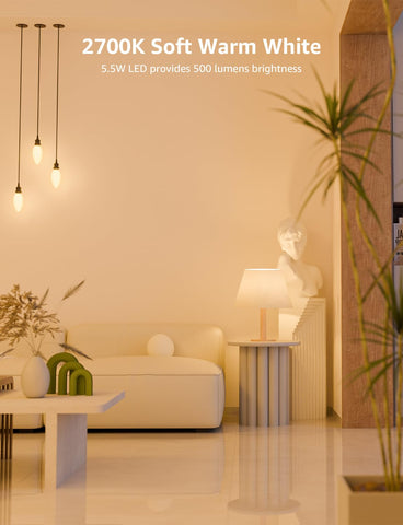 Lepro soft white 2700K 500 lm glow brightens rooms.