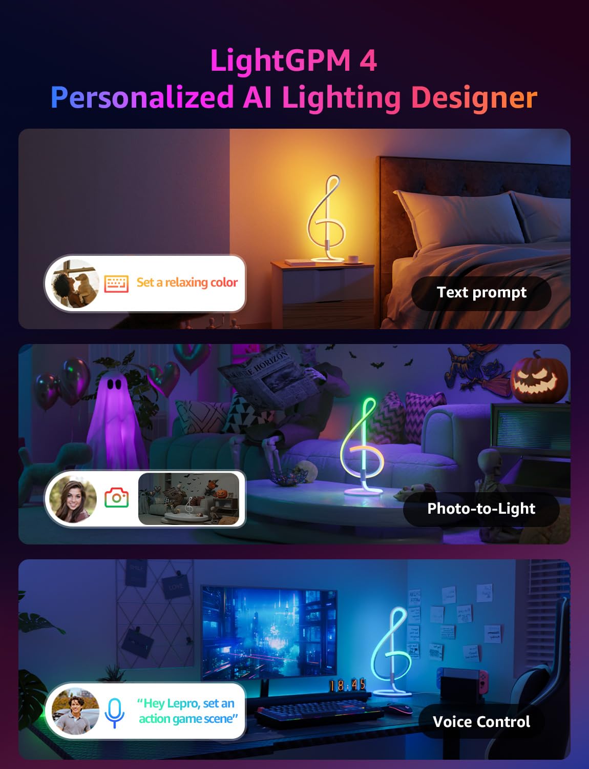 Lepro TB2 lamp shows DIY color segments with individual control