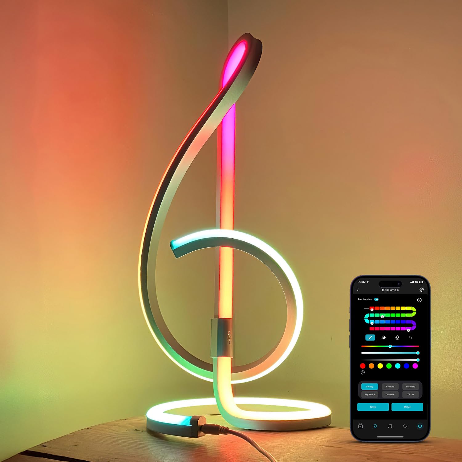 Lepro TB2 lamp with RGB LED rainbow cycle for ambient lighting