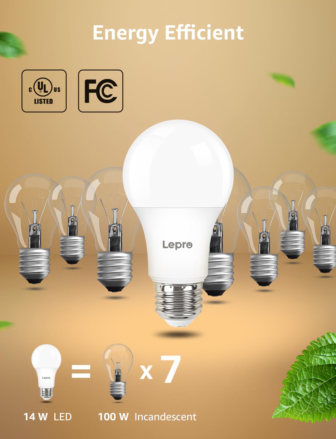 Lepro UL FCC listed bulb ensures safety and compliance for homes.