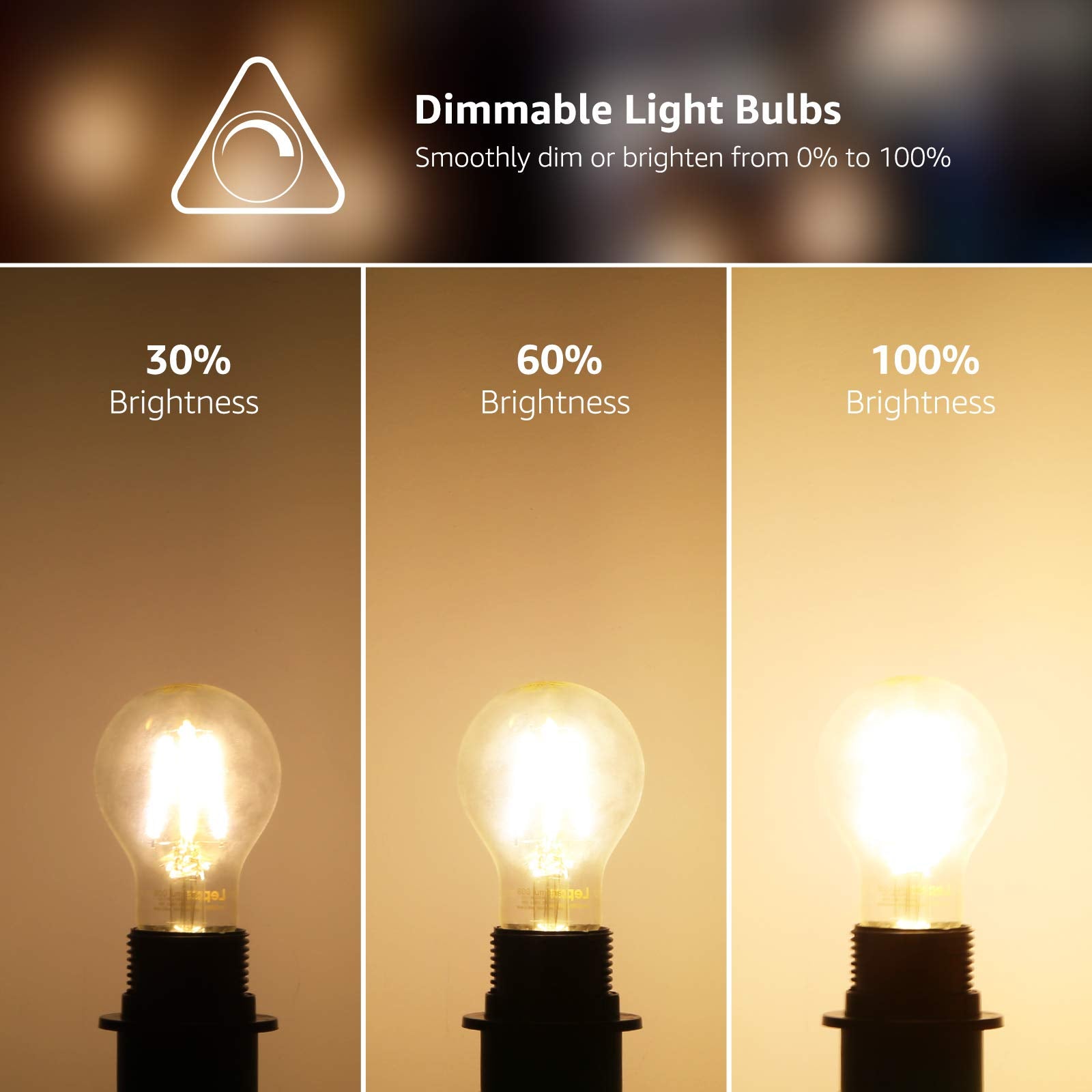 Lepro Vintage LED Bulbs classic clear glass in A19 shape for retro charm.