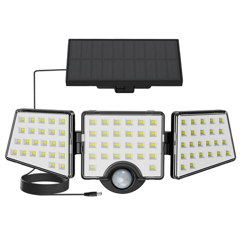 Lepro WL5000 outdoor solar panel powering the light with sun, enabling independent daytime charging.