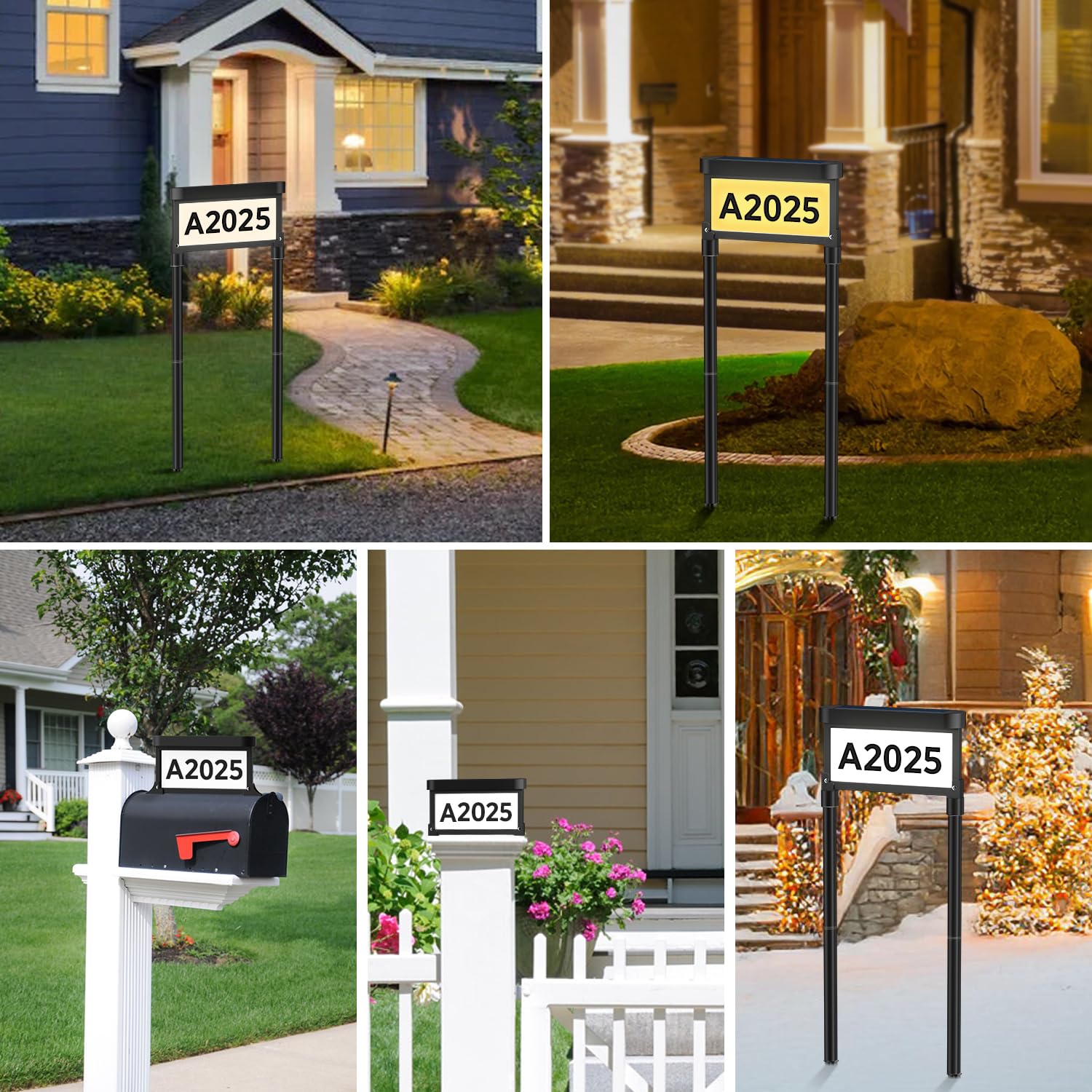 Lepwings sign shows front-lit readability of house numbers from curb