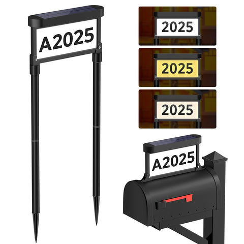 Lepwings solar address sign light double-sided with stakes visible at night for better delivery visibility