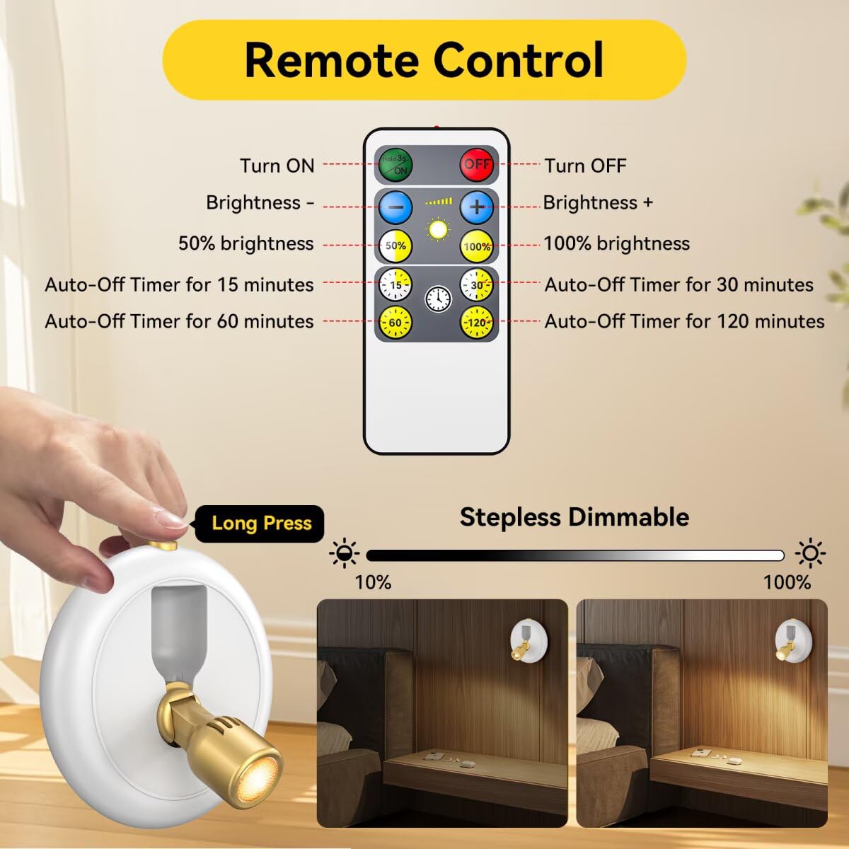 Ler0ktr spotlight head rotates 350° for versatile lighting angles.