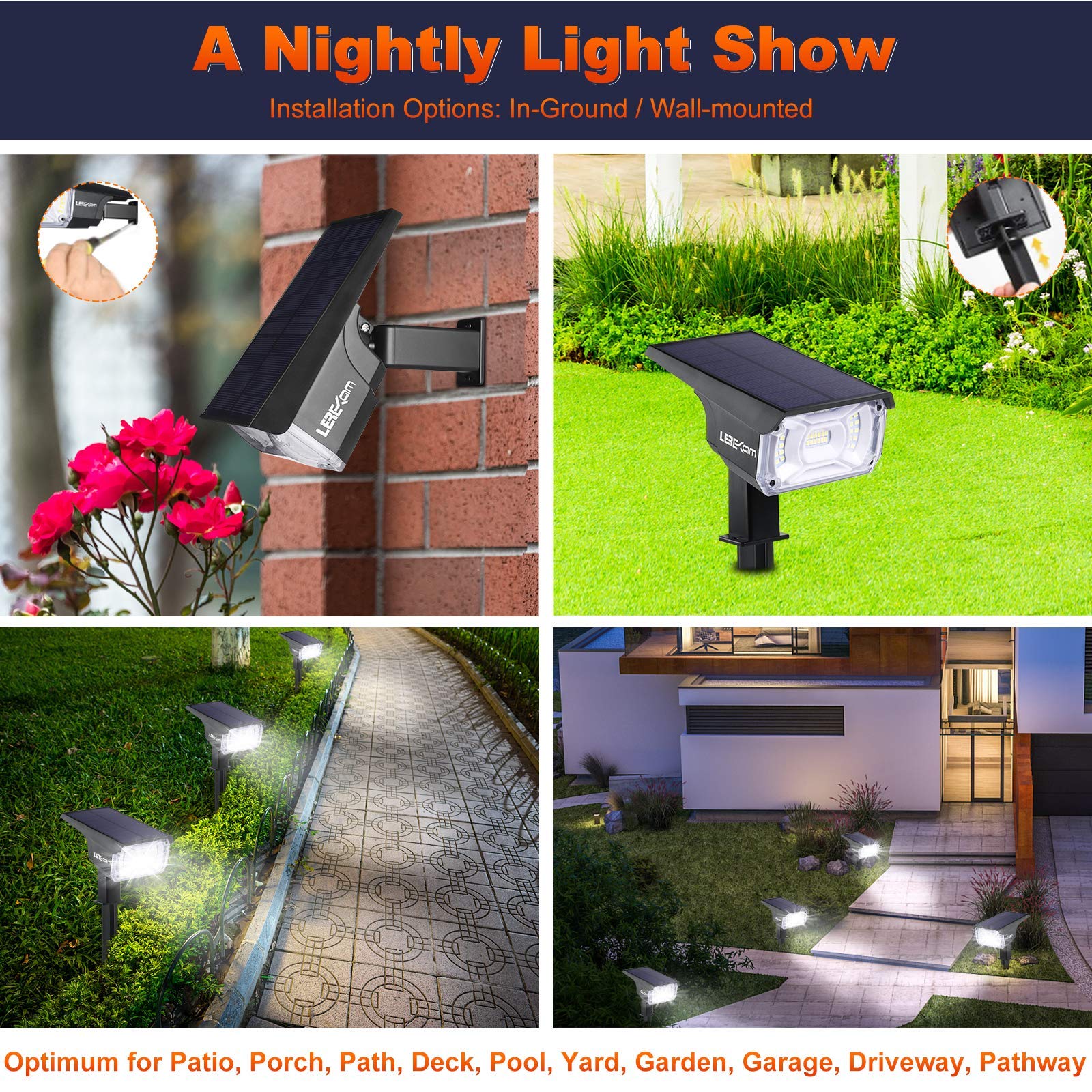 LEREKAM IP65 waterproof design ensures reliable outdoor lighting in all weather