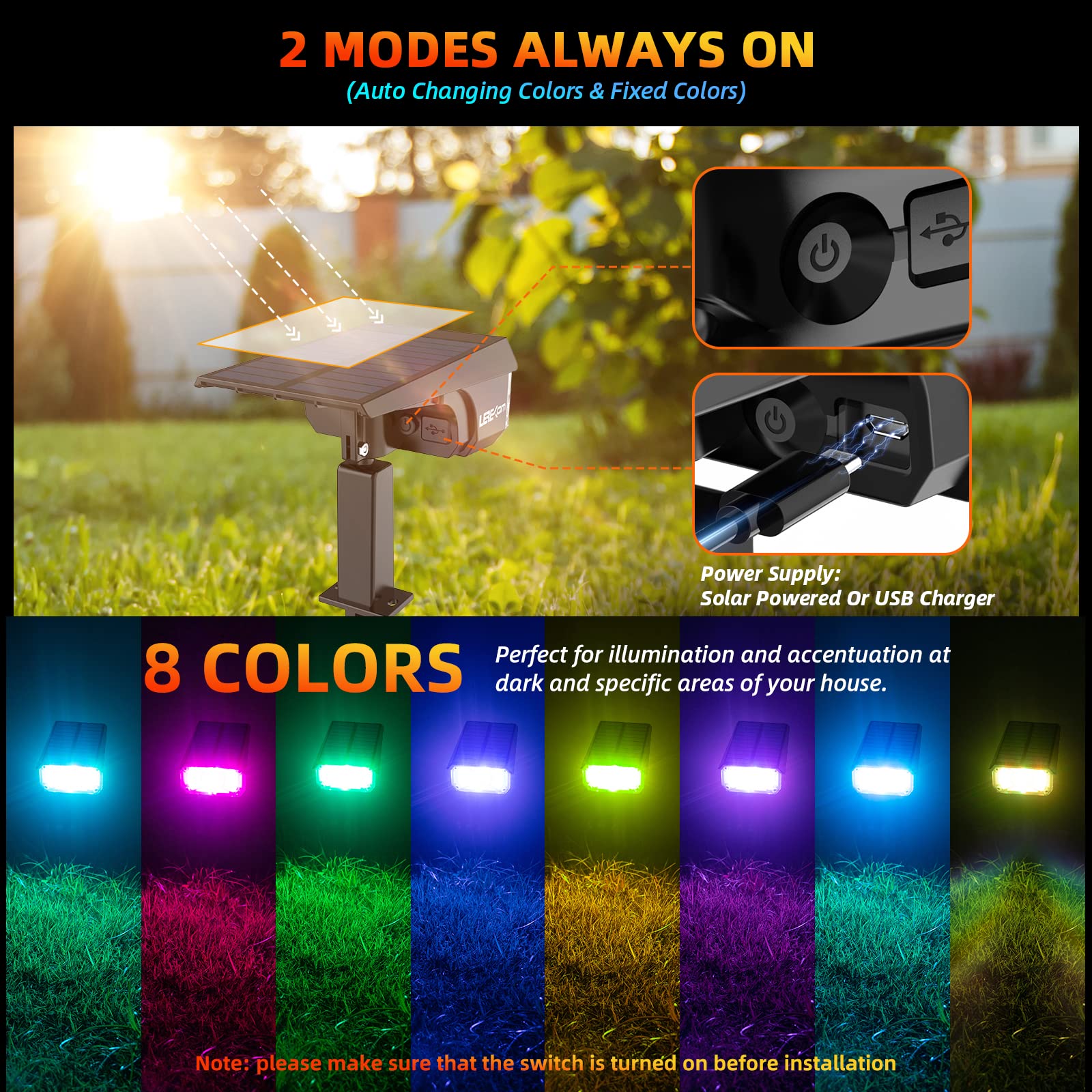 LEREKAM IP65 waterproof setup withstands rain and snow decorating pathways.