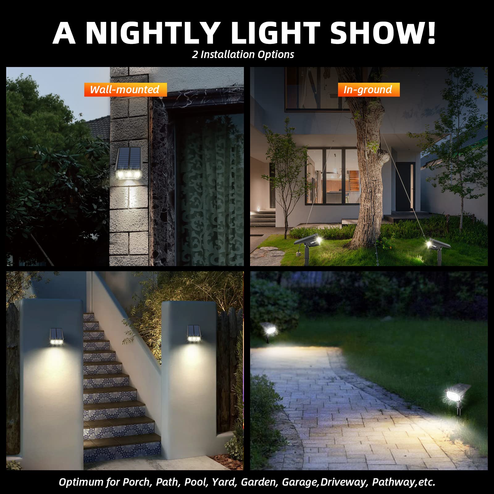LEREKAM 40 LEDs deliver bright, even garden lighting for a vivid night glow.