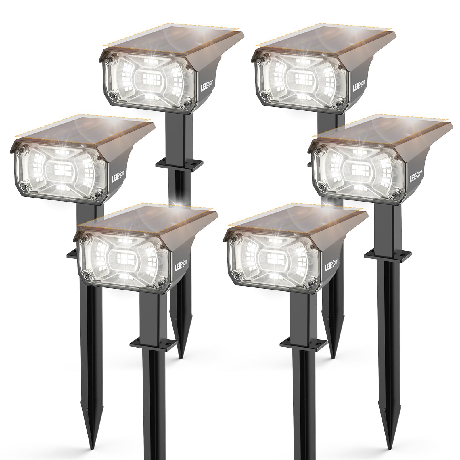 LEREKAM solar outdoor spotlight with 360-degree head for wide perimeter lighting.