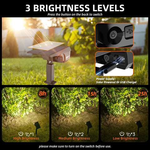 LEREKAM solar lights USB charging port provides reliable power backup.
