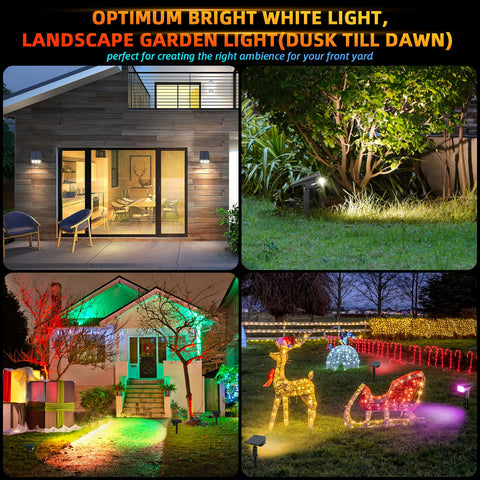 LEREKAM outdoor lights mounted along a patio for ambient color.