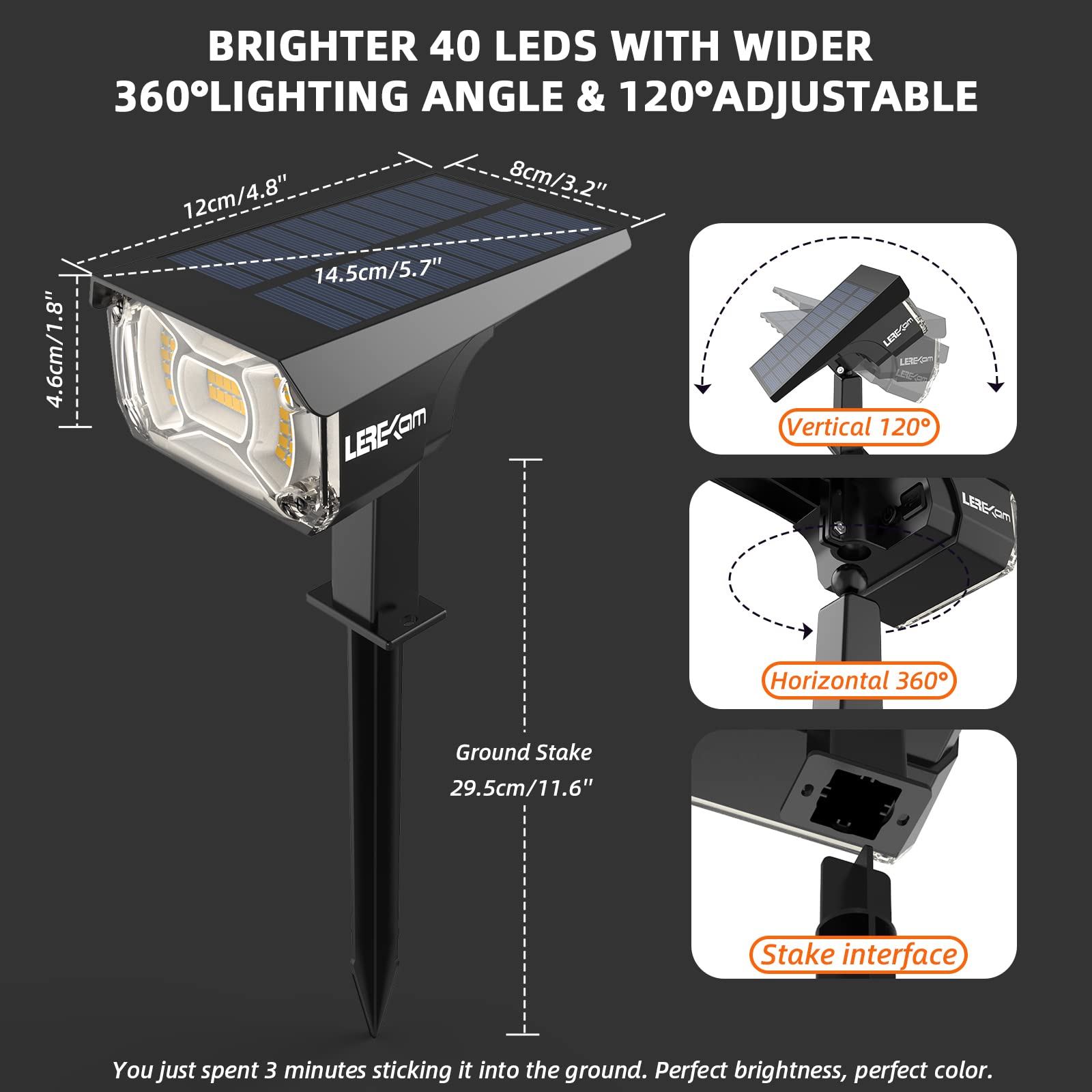 LEREKAM 2-in-1 installation with stakes or wall brackets for flexible placement