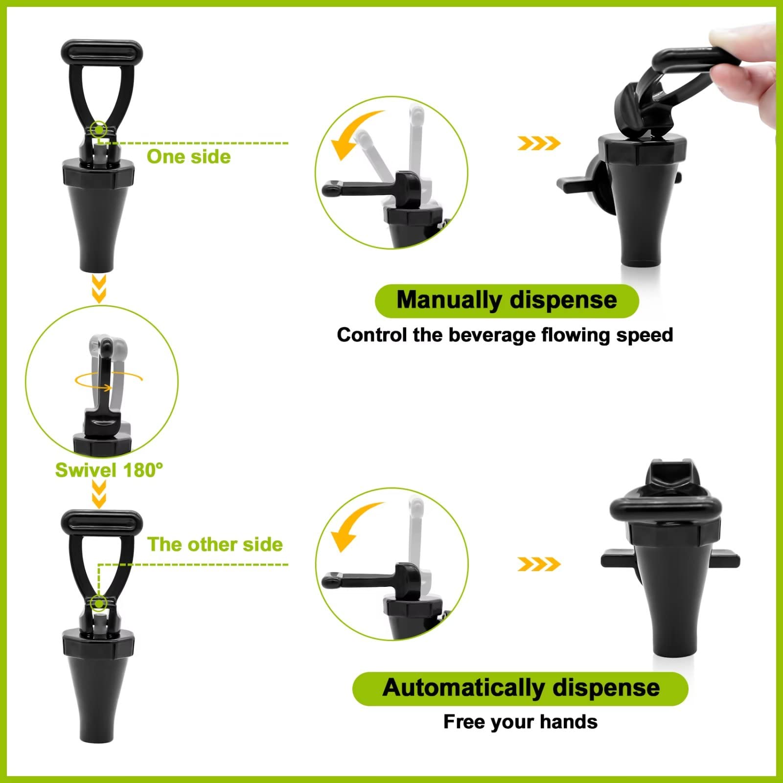 LERGNA automatic dispensing mode when handle is down for hands-free pouring