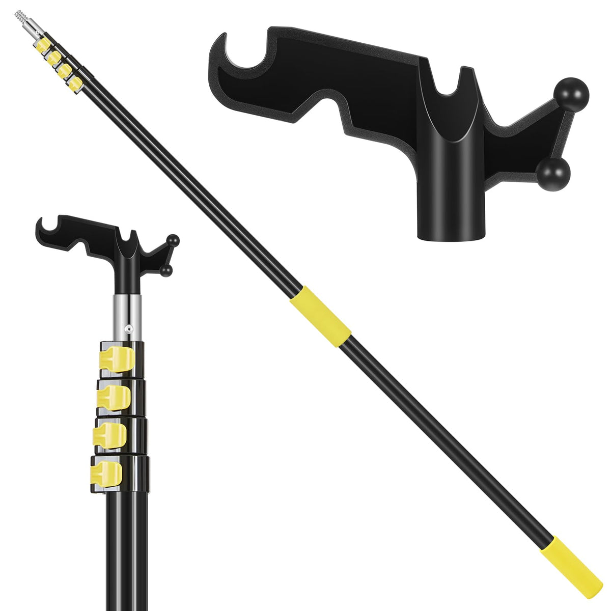Leriton 7-30ft telescopic pole with hook for high reach projects.