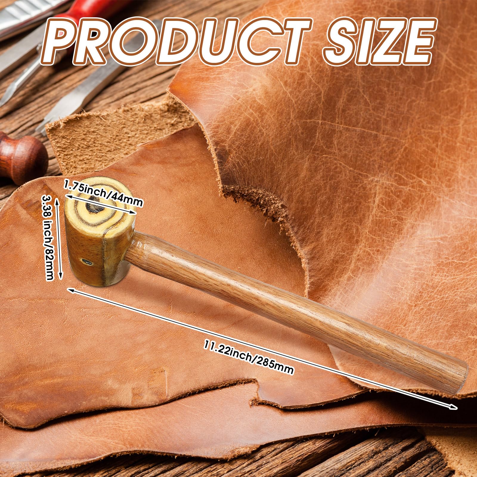 Leriton rawhide hammer face closeup highlighting a resilient surface for delicate work.