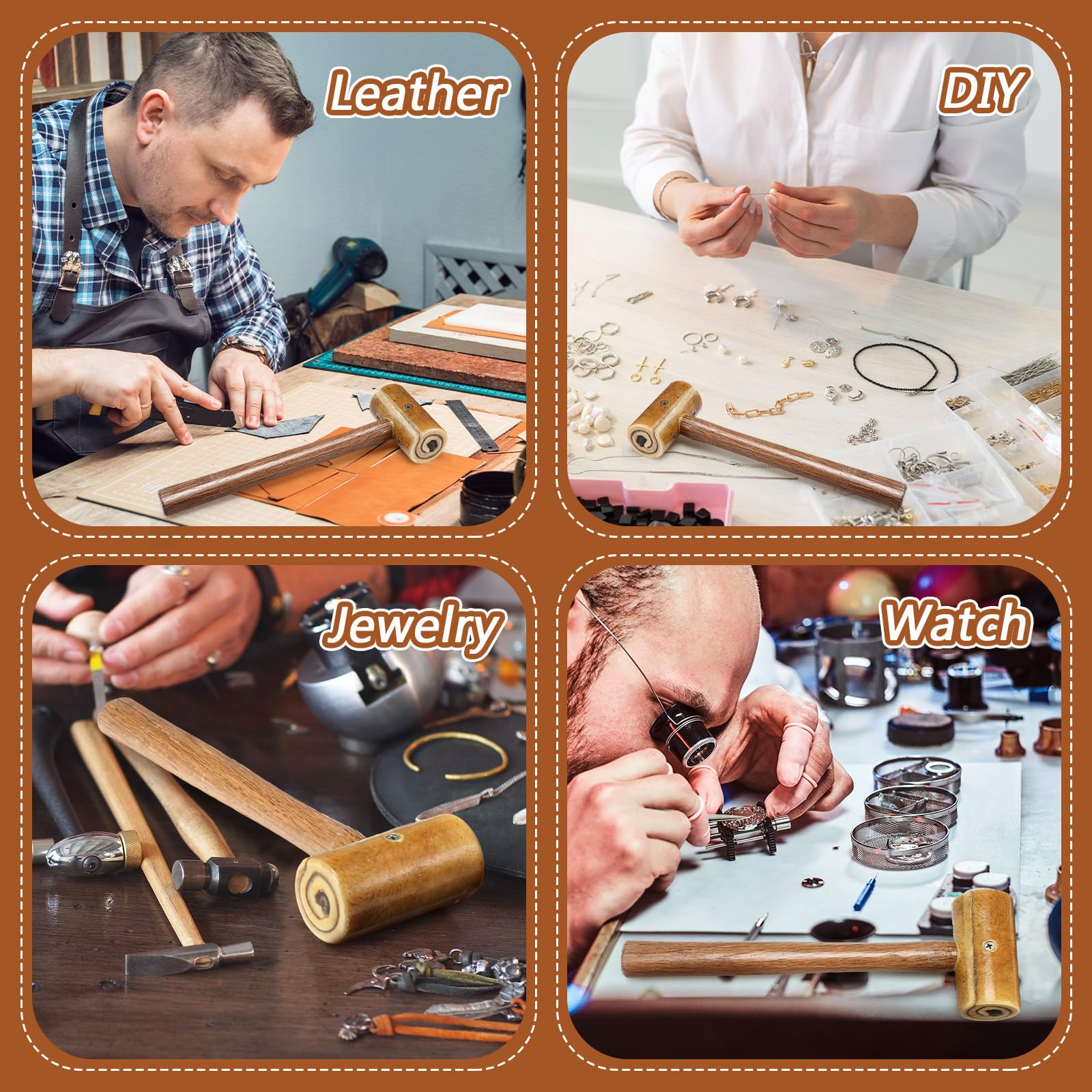 Leriton rawhide mallet full tool length for versatile carving and shaping.
