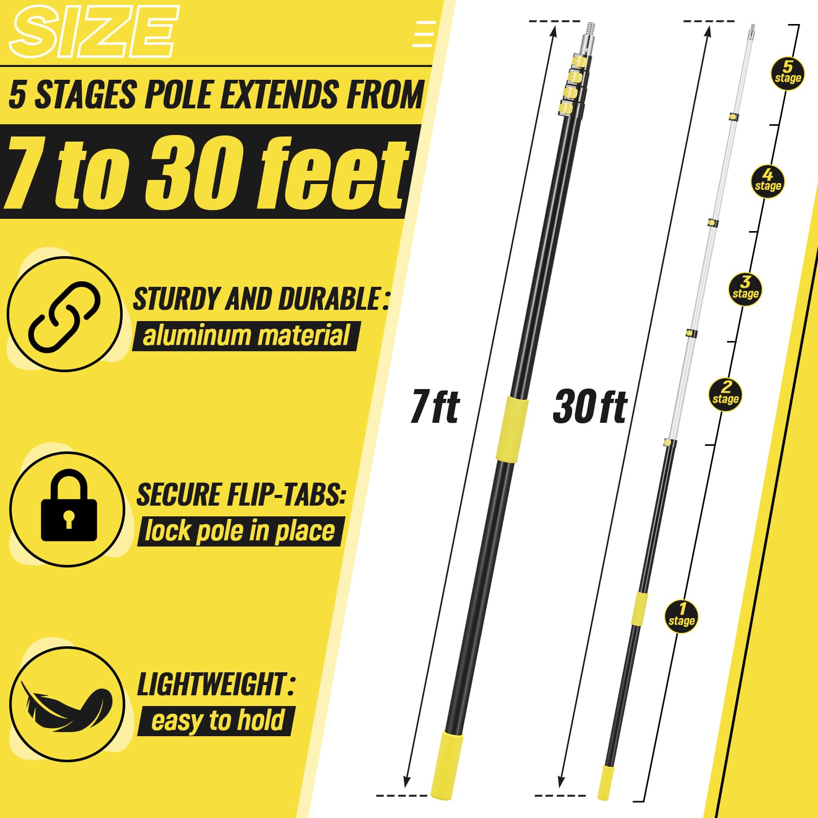 Leriton extension pole with lightweight aluminum design for overhead painting.