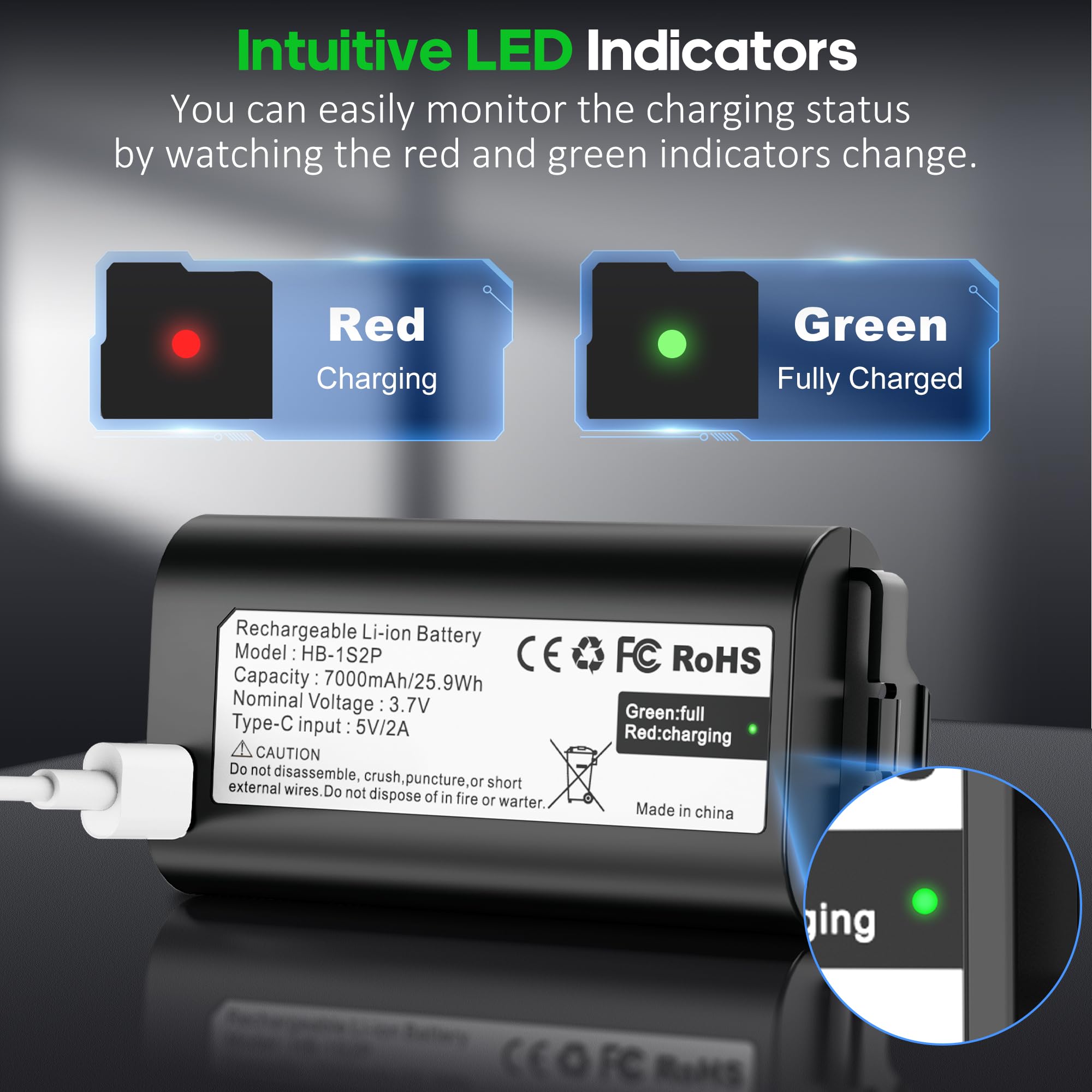 Lesaps LED charging status light confirms real-time power level for easy management.