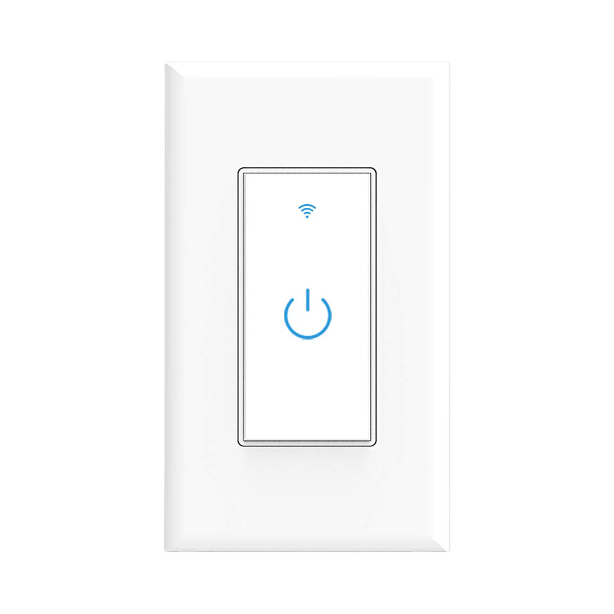 Lesim Smart Light Switch front view with a sleek glass panel elevating wall decor.