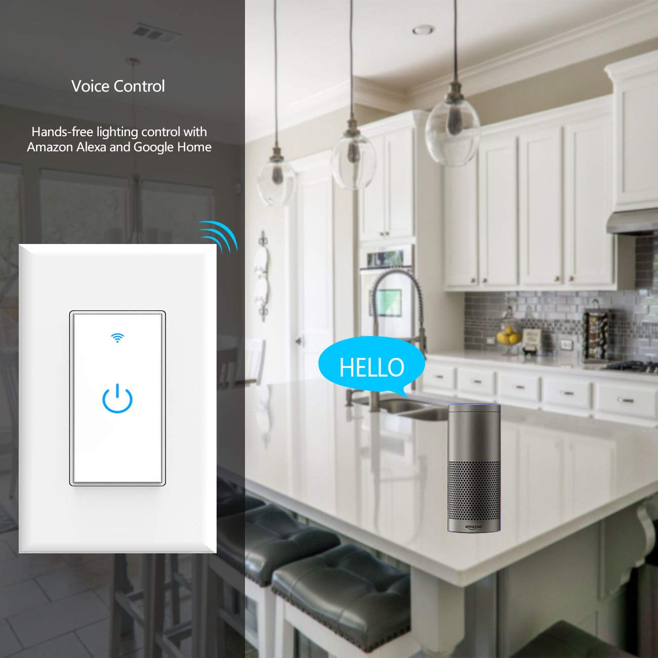 Lesim Smart Light Switch touch-panel for capacitive control and quick on/off.