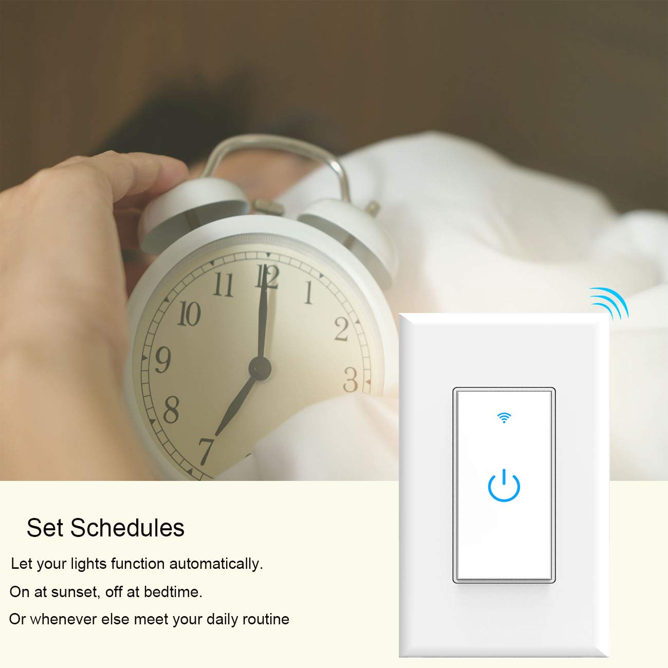 Lesim Smart Light Switch voice control enables hands-free operation with Alexa and Google.