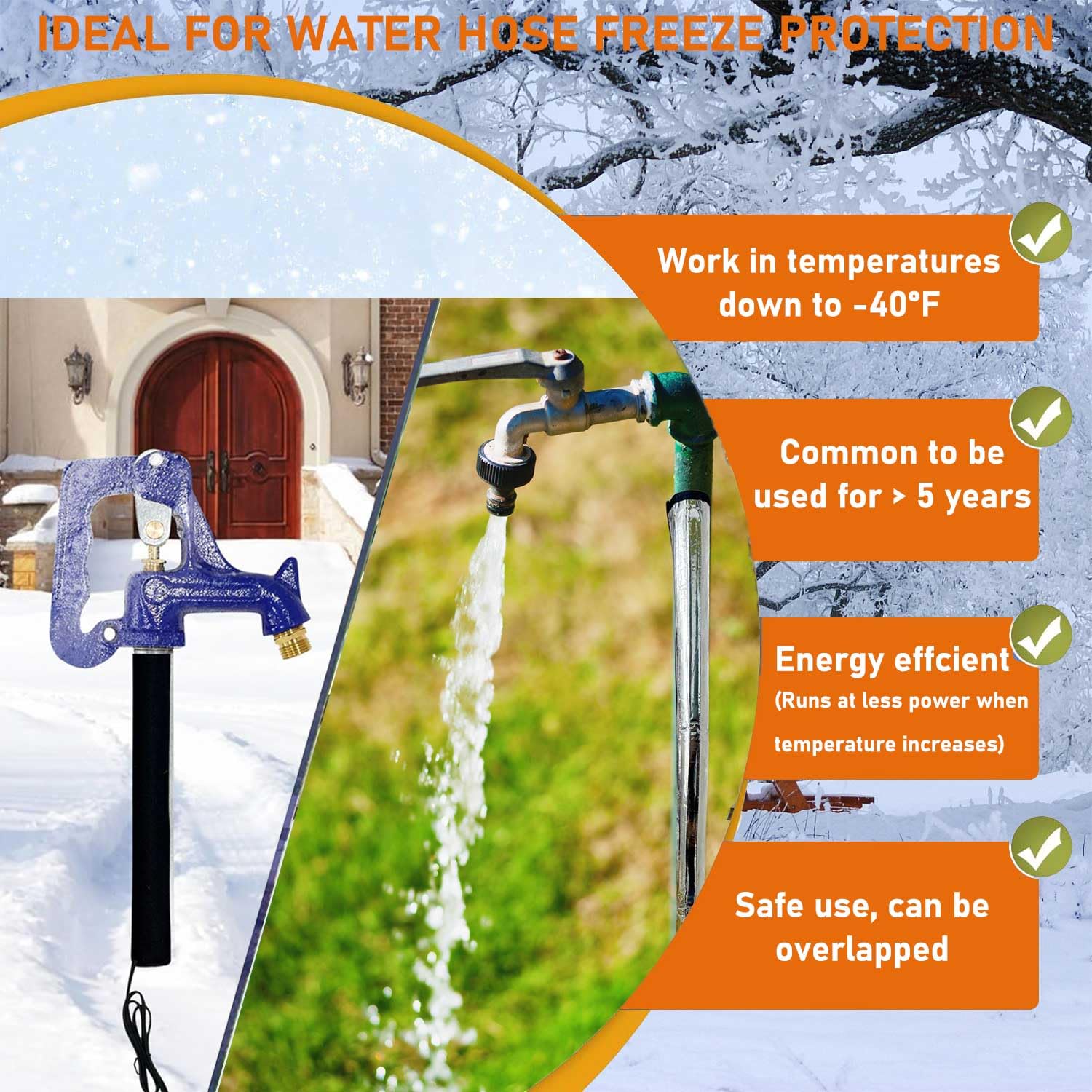 Lesimnky outdoor faucet protected from freezing in winter yard