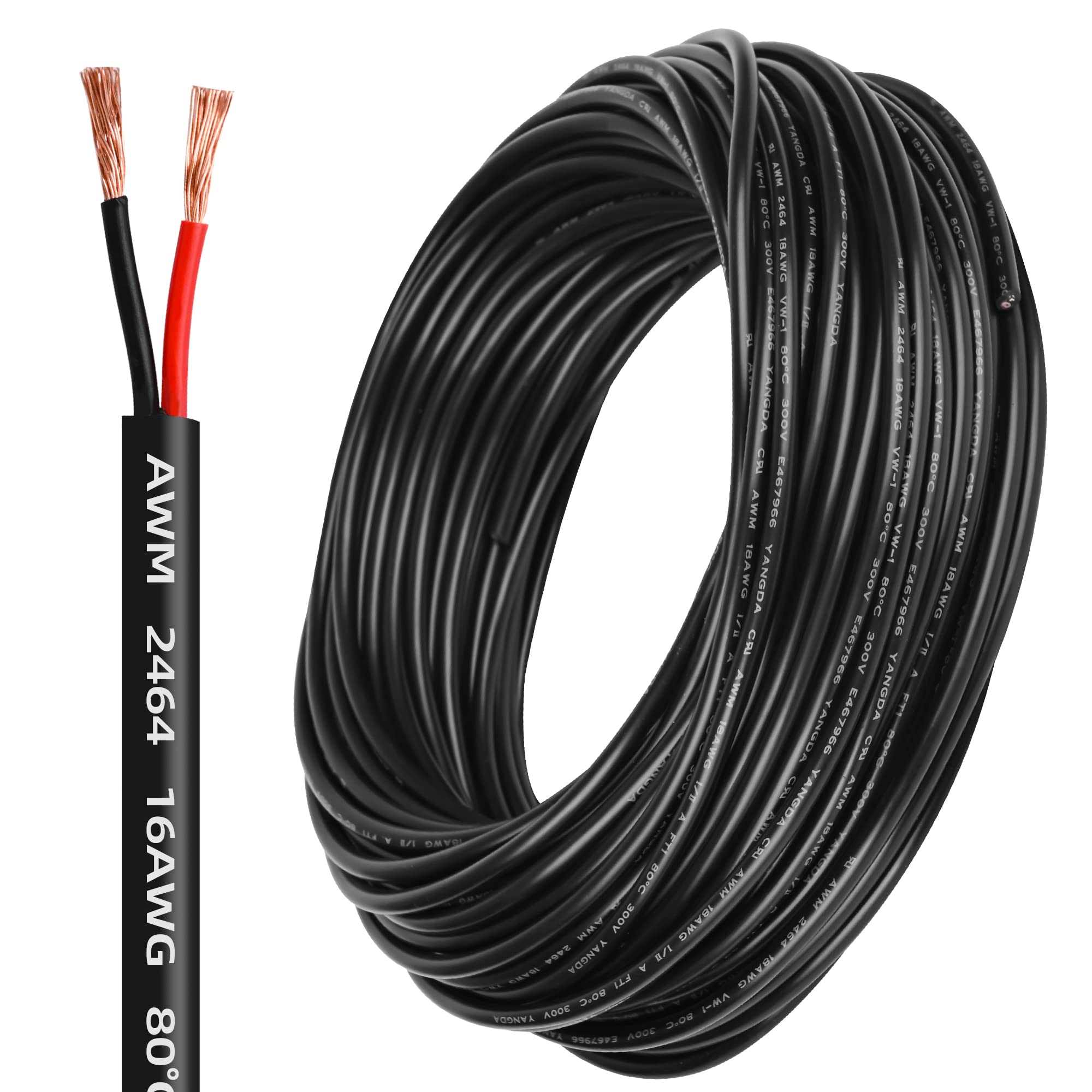 Lesnlok 16 AWG 2C copper wire 26 ft for LED lighting and automotive wiring