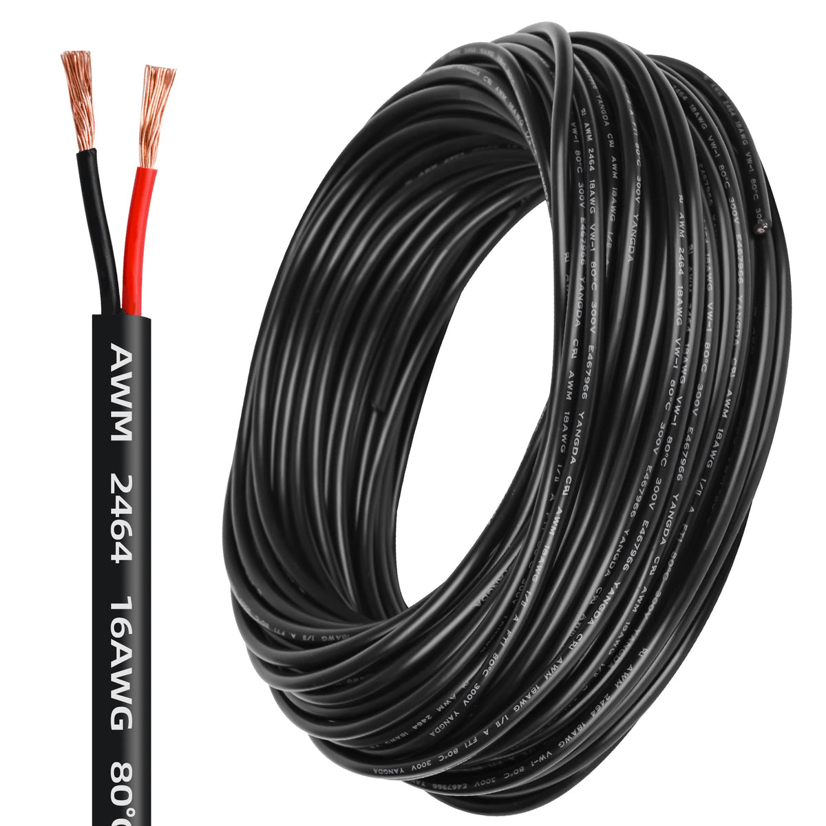 Lesnlok 16 AWG 2C copper wire 26 ft for LED lighting and automotive wiring