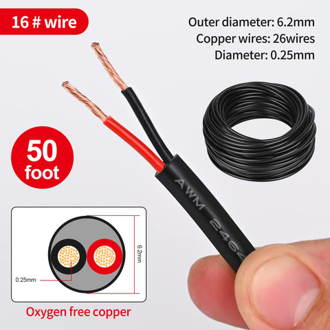 Lesnlok 16 AWG 2-core close-up shows flexible copper strands