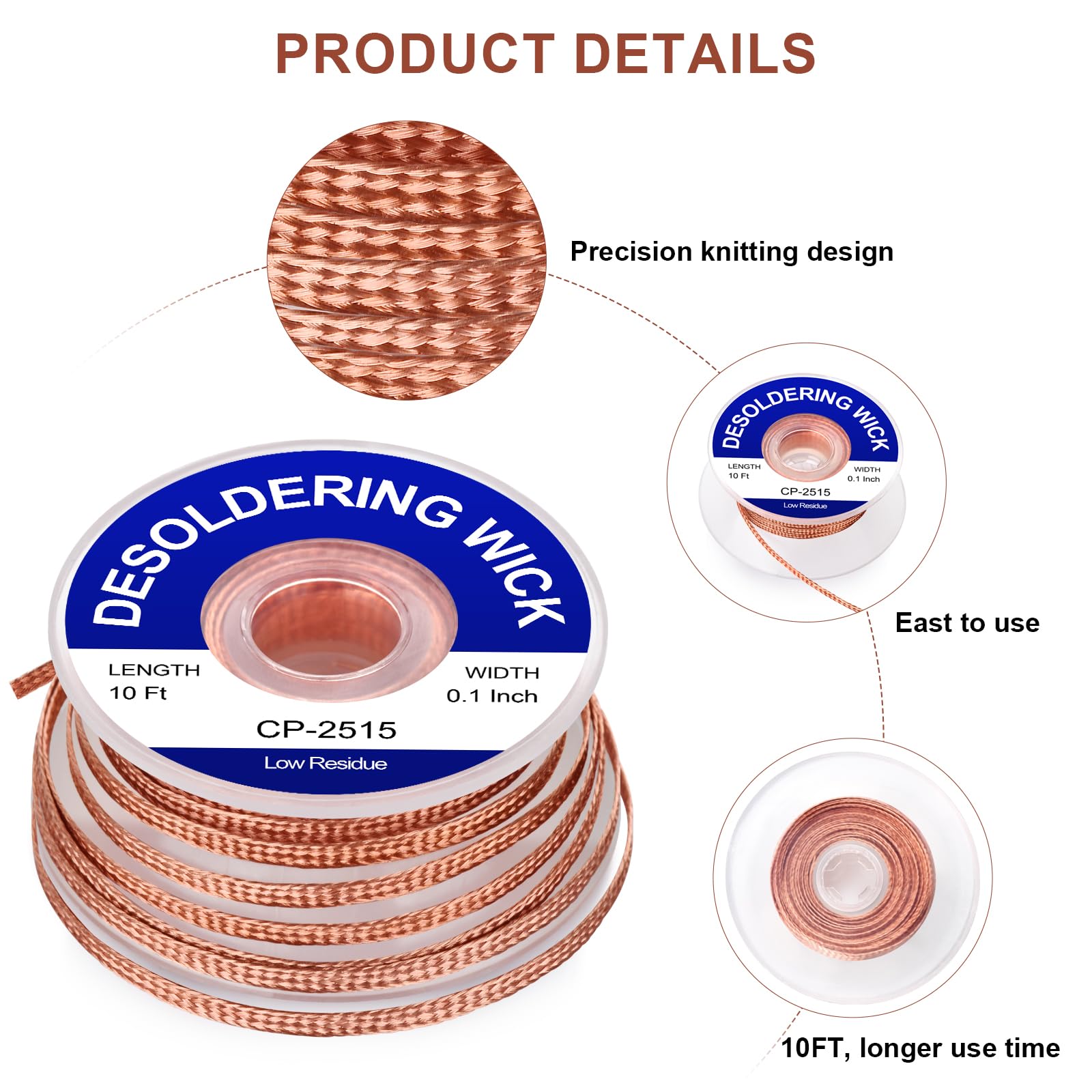 Lesnow desoldering wick in use on PCB for precise solder removal.