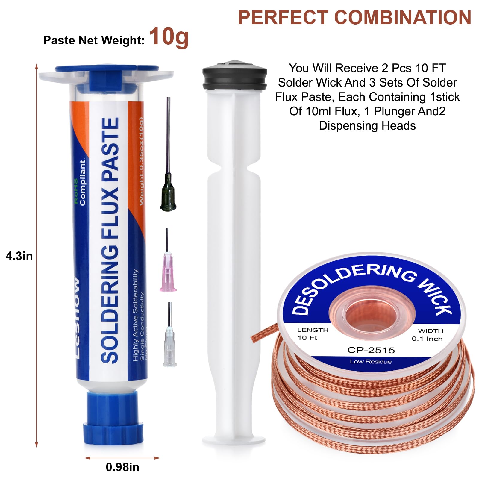 Lesnow flux paste 10ml helps remove solder smoothly without damaging components.