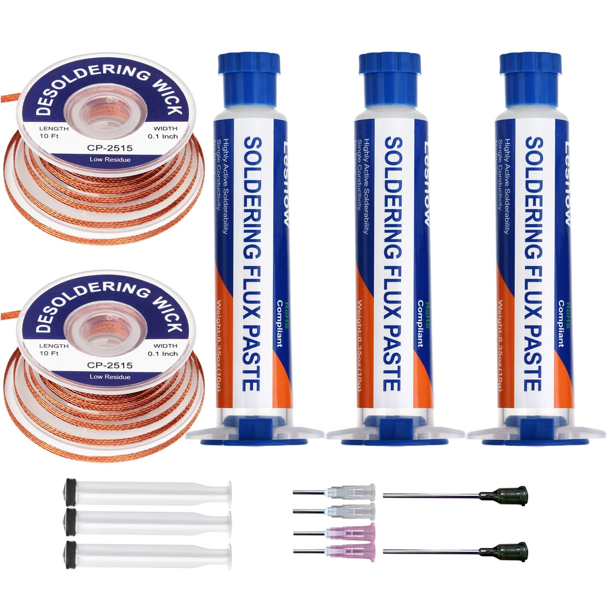 Lesnow solder wick braid 10ft used for efficient solder absorption and clean boards.