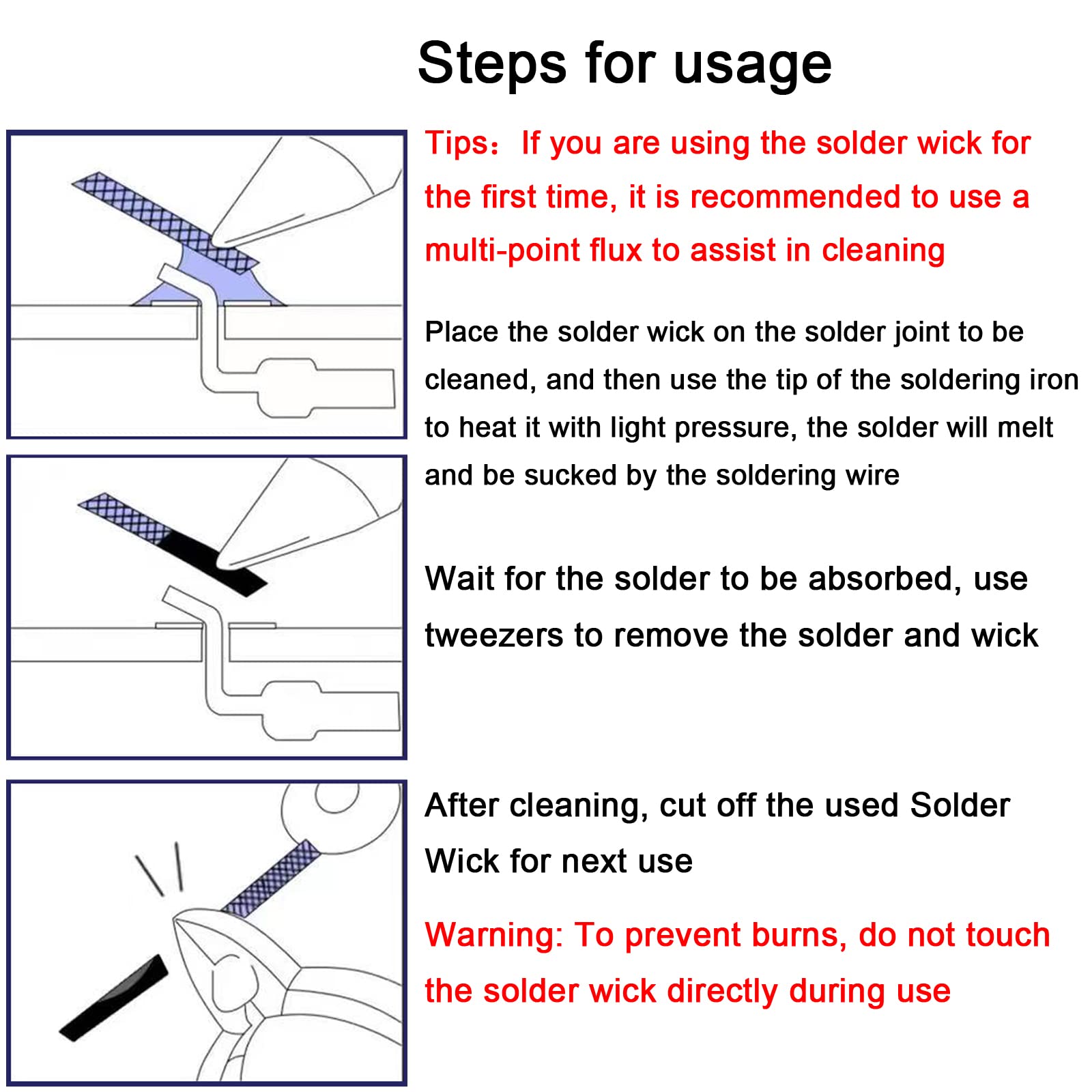 Lesnow Solder Wicks precision weave improves capillary action for quick solder removal on small boards