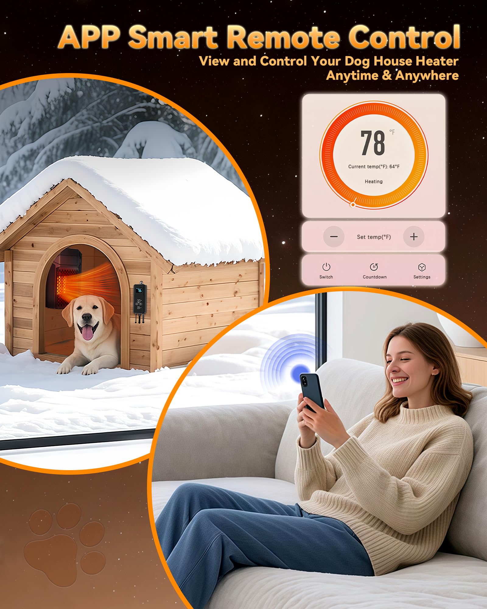 Lesotc heater with thermostat display for precise control