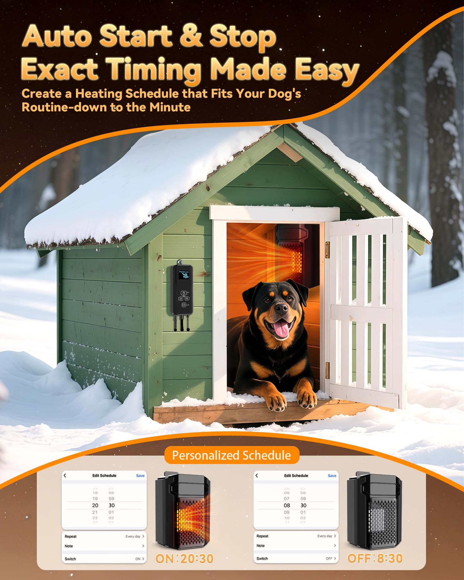 Lesotc dog heater with WiFi app control from phone