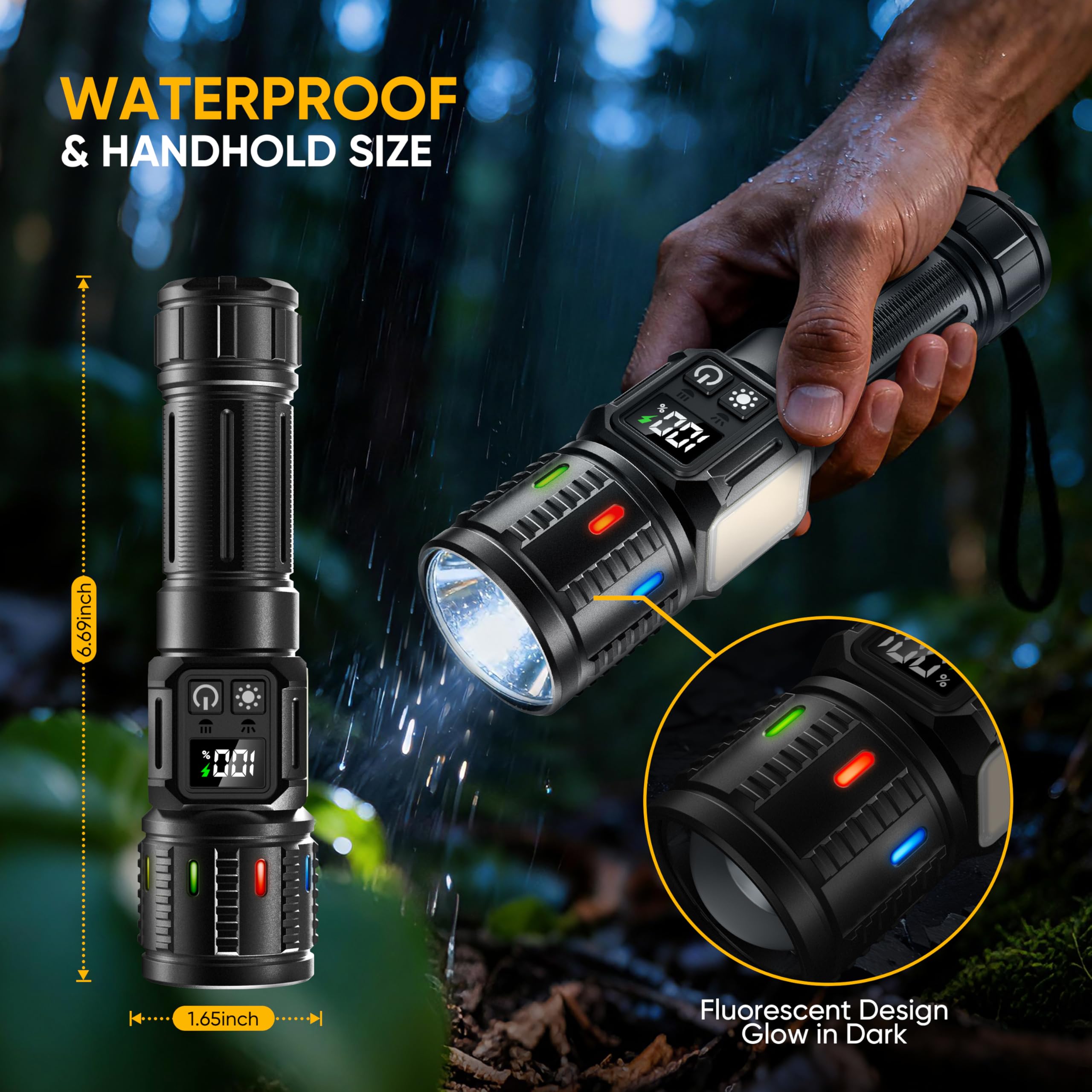 Lesusnicy flashlight USB-C charging port enables quick top-ups during outdoor trips.