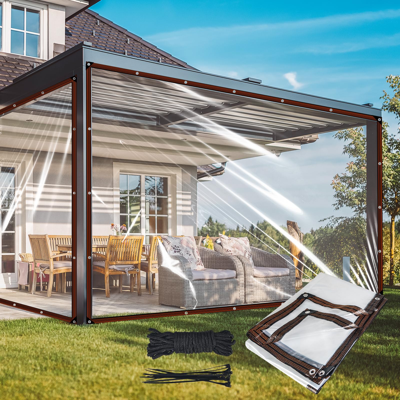Letsult clear tarp reinforced edges for durability.