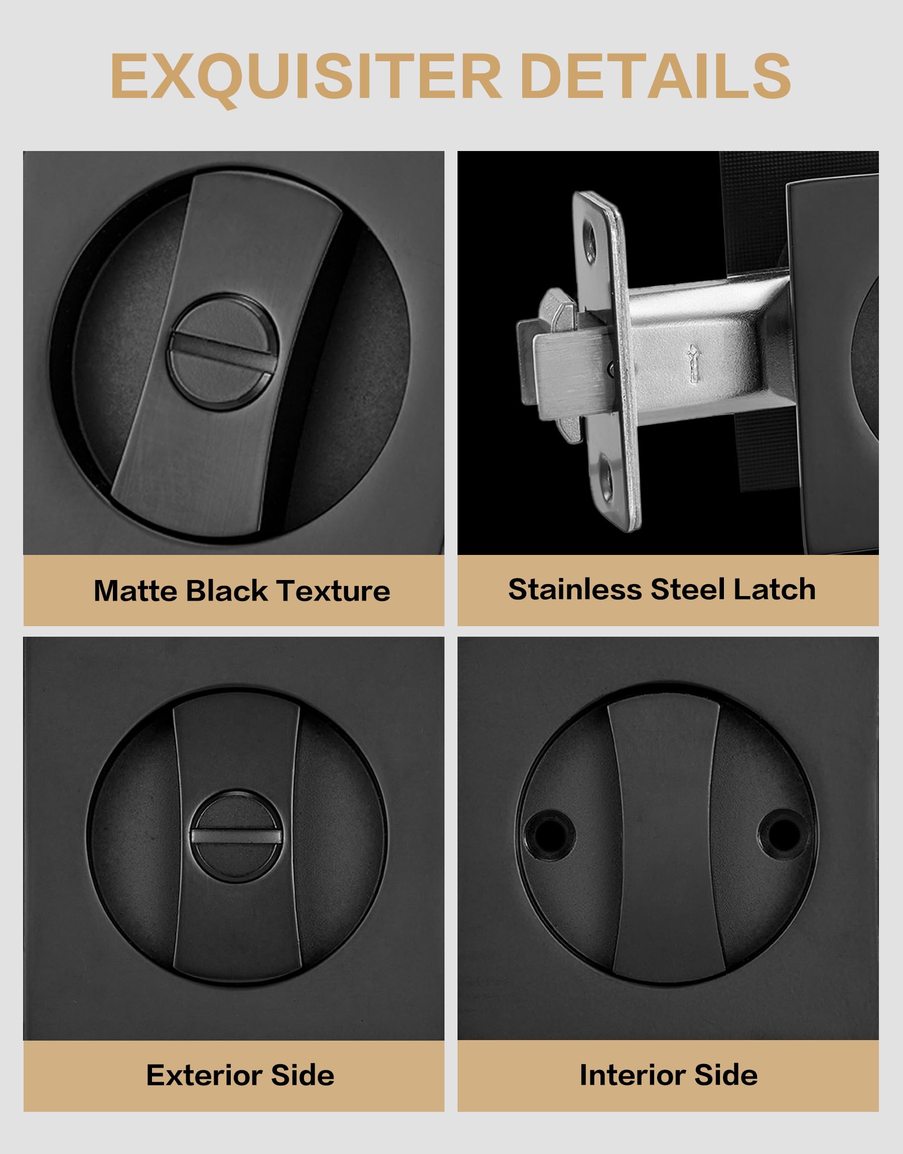 Lethato square-design pocket door lock showing modern square aesthetic