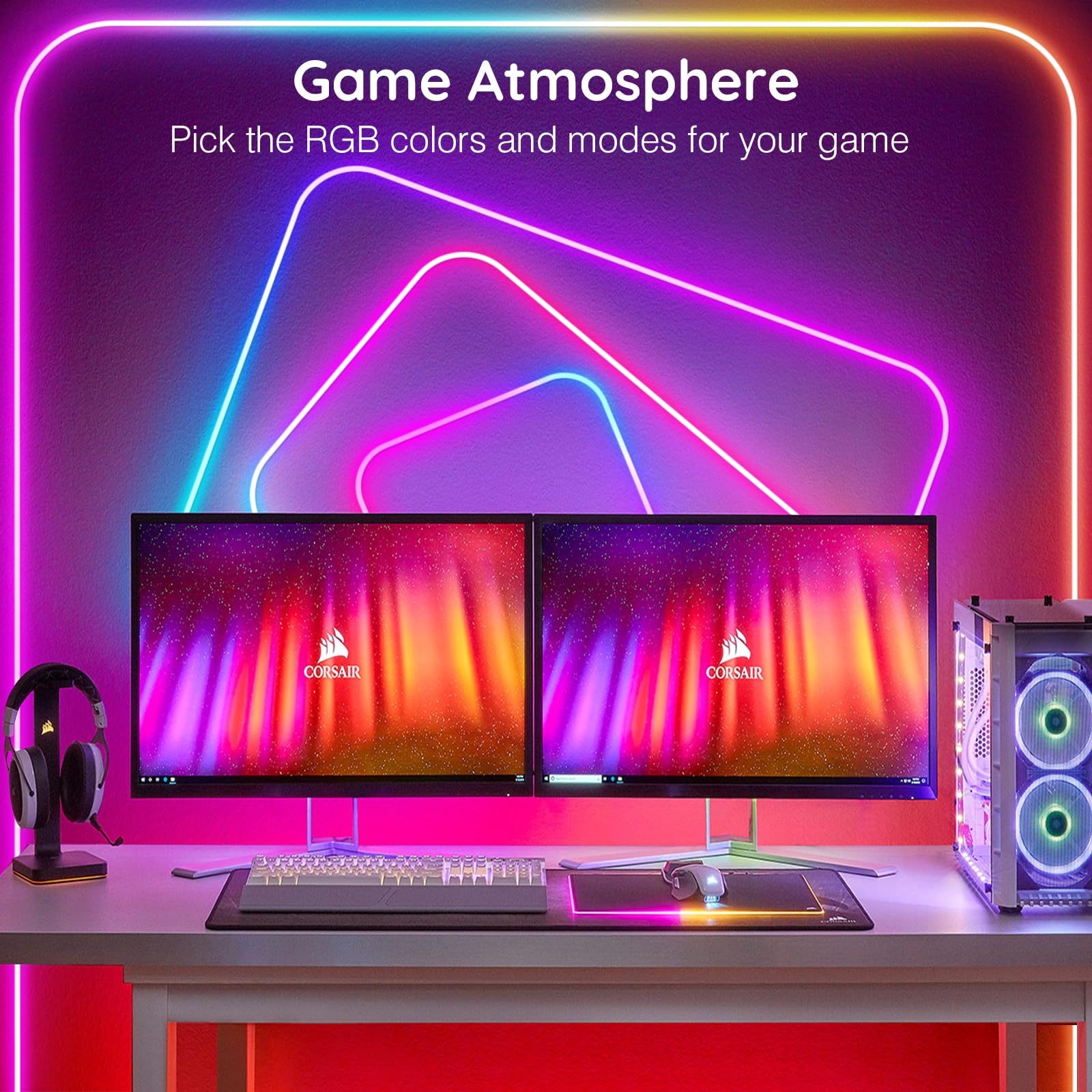 LETianPAI bedroom LED strip decor for immersive RGB glow