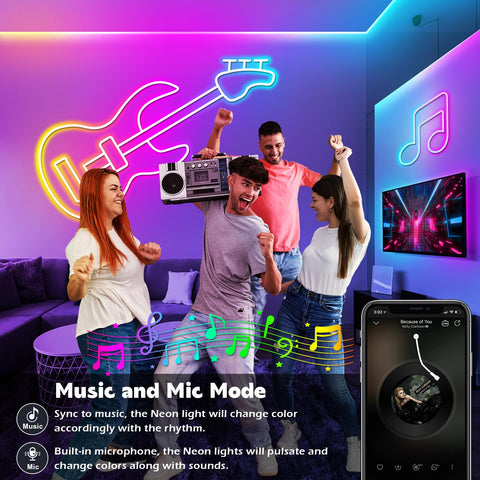 LETianPAI neon light with remote for easy color and brightness control