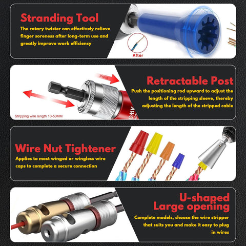 Letine rapid wire twisting capability connects 2-5 wires in seconds.