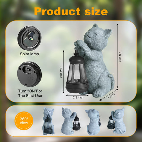 LETITIN outdoor cat decor highlights stone-textured finish for year-round charm.