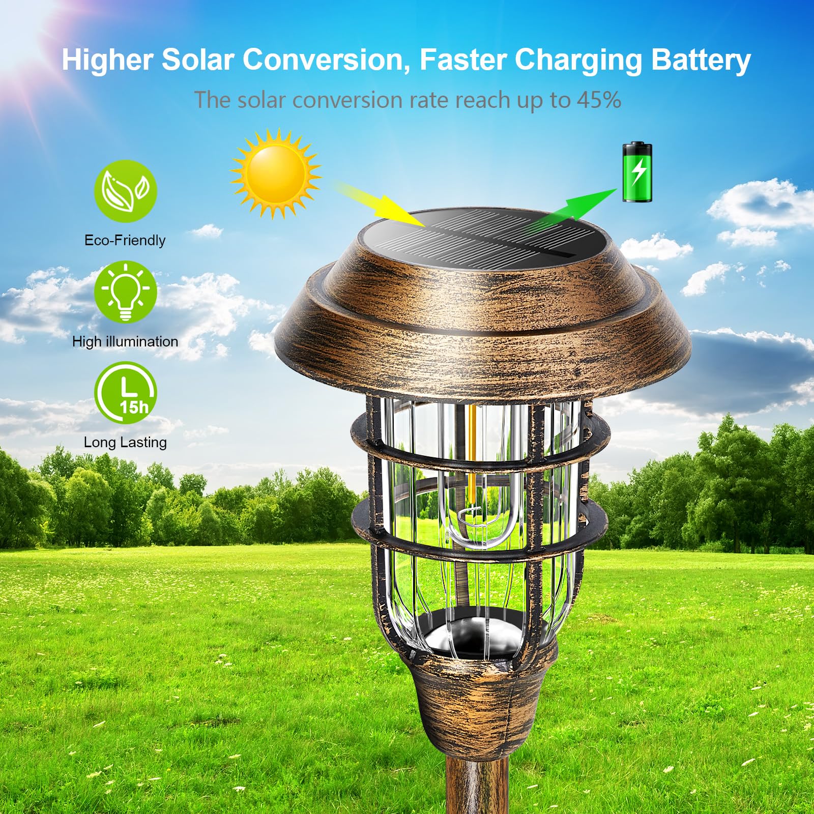 LETMY bronze solar lights create warm walkway ambiance.