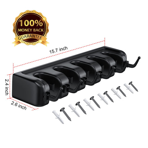 LETMY broom organizer features ABS no-slip design to keep damp mops in place.