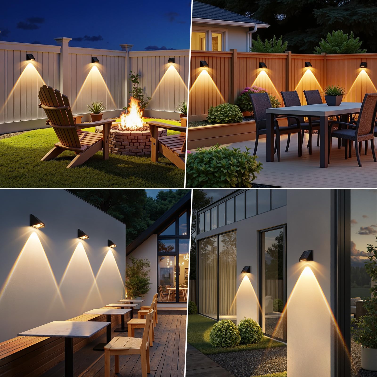 LETMY outdoor fence lights create ambient illumination for patios, gardens, and steps.