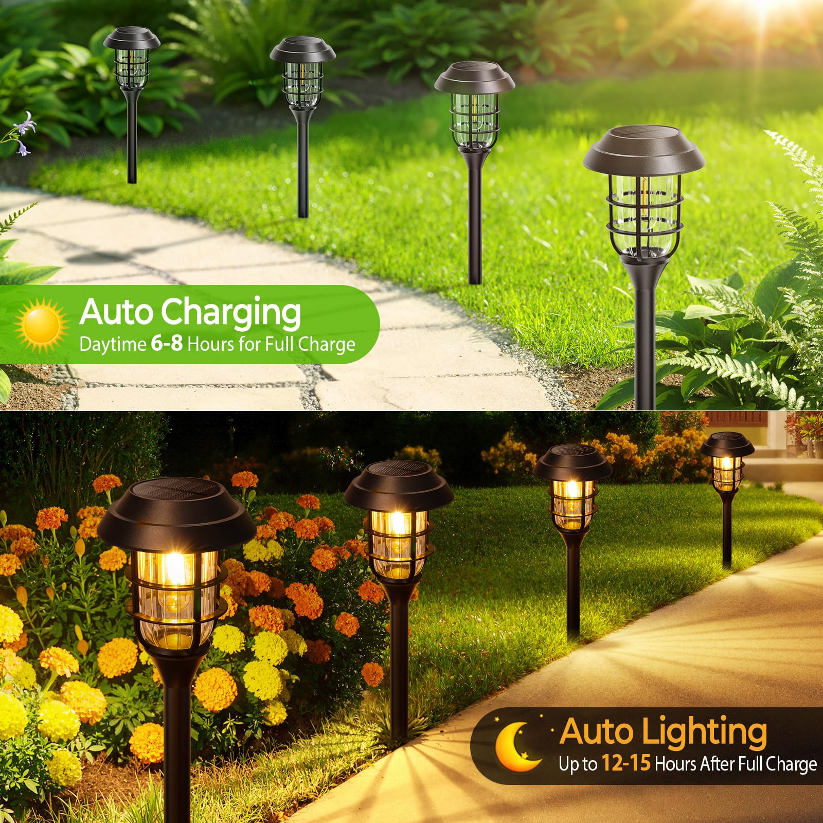 LETMY filament LED glow creates a warm, inviting walkway ambiance.