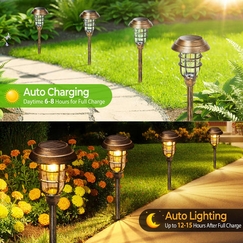 LETMY bronze solar light close-up shows filament LED for brightness.
