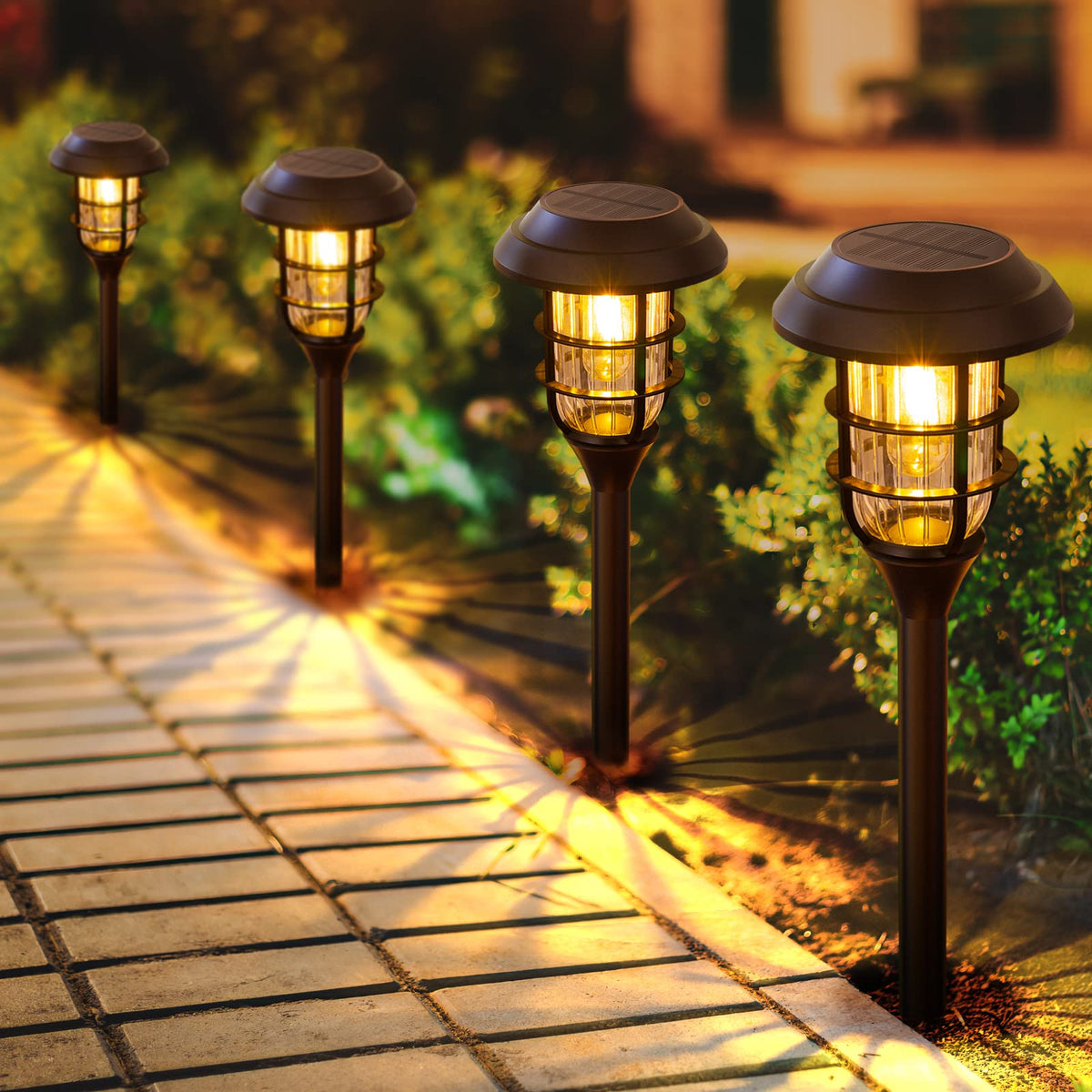 LETMY solar pathway lights outdoor 8-pack glow along the path for safe nighttime walking.