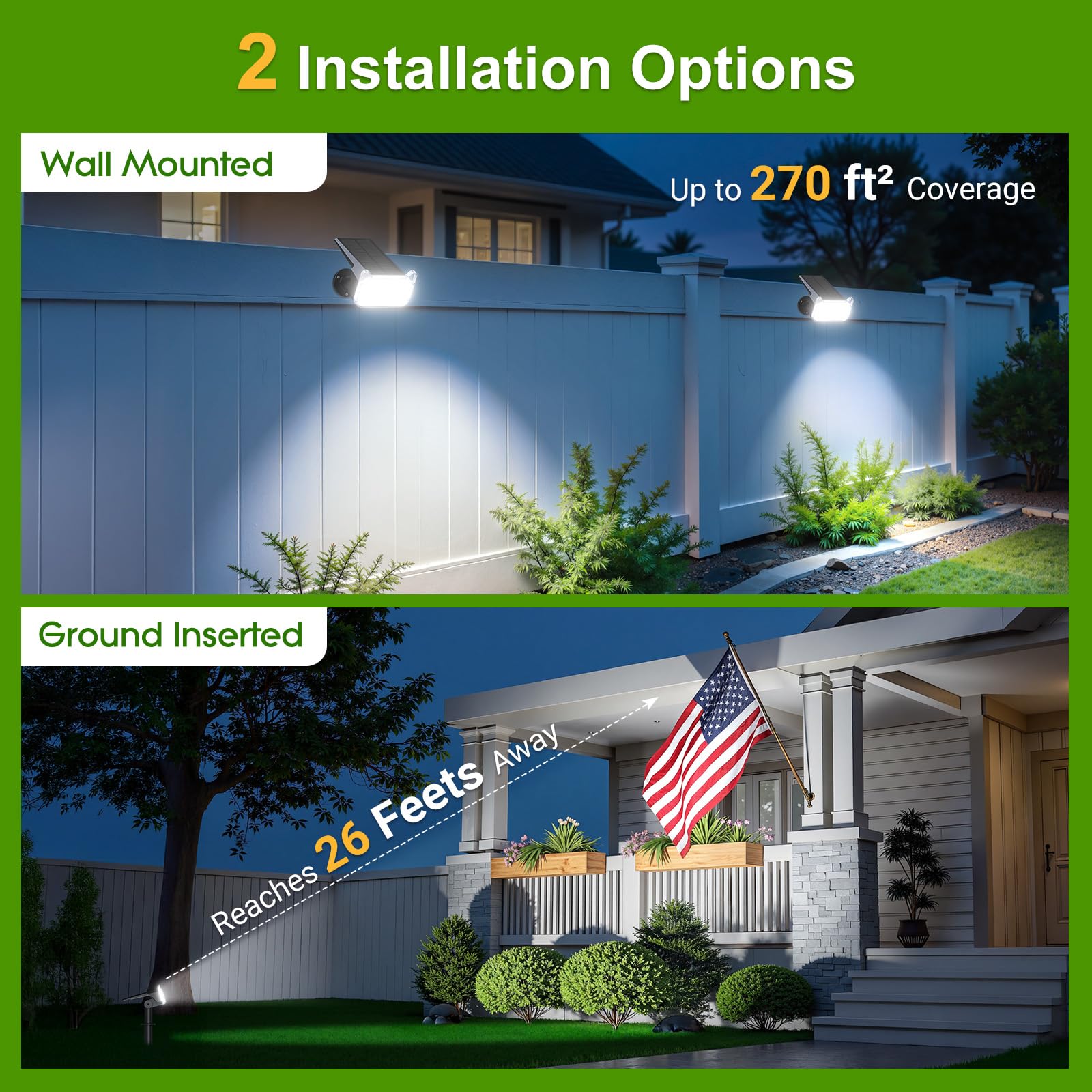 LETMY solar spotlights adjustable head at 135 degrees for precise targeting